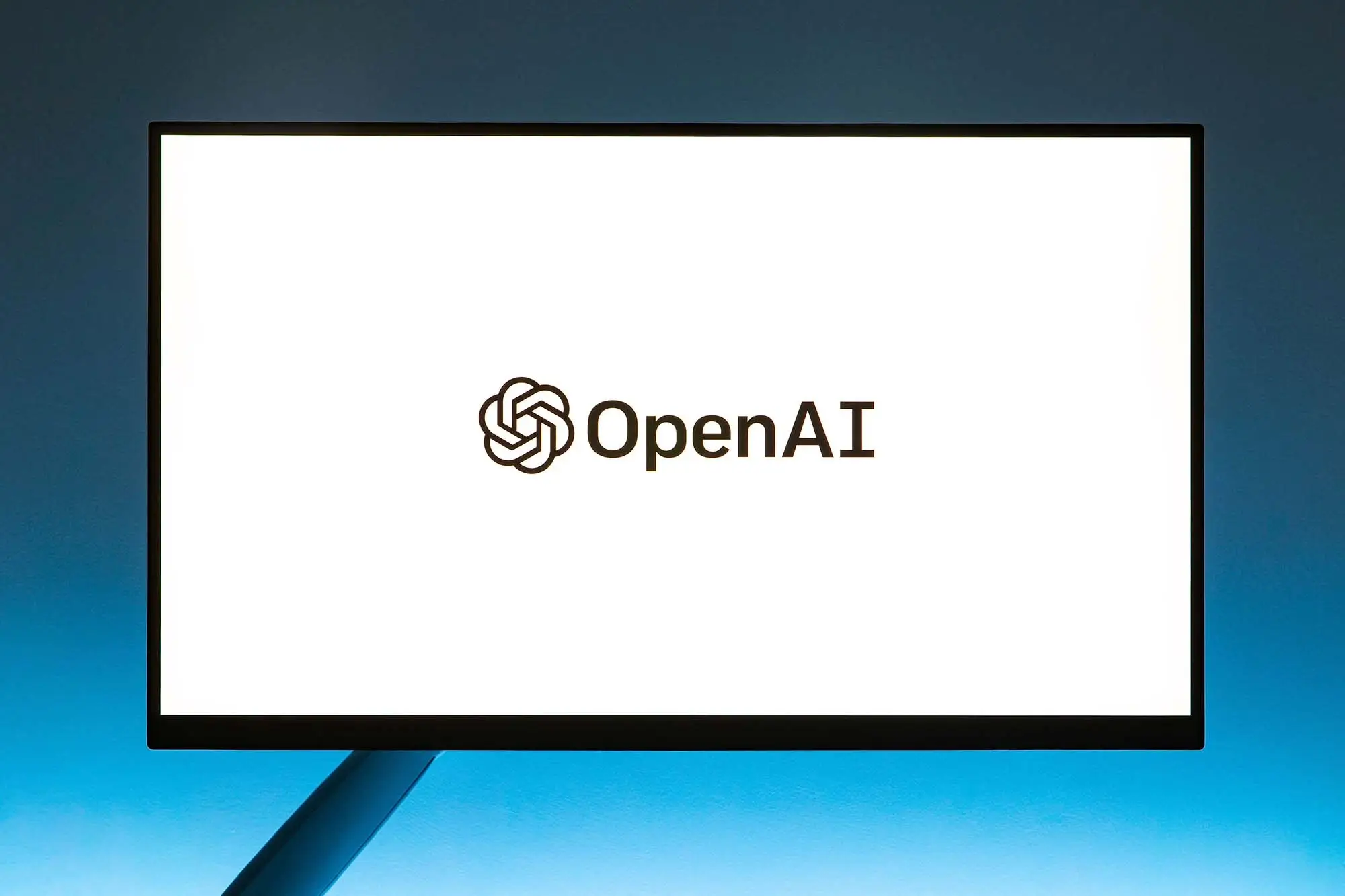 OpenAI logo displayed on a computer screen, illustrating AI-powered search tools