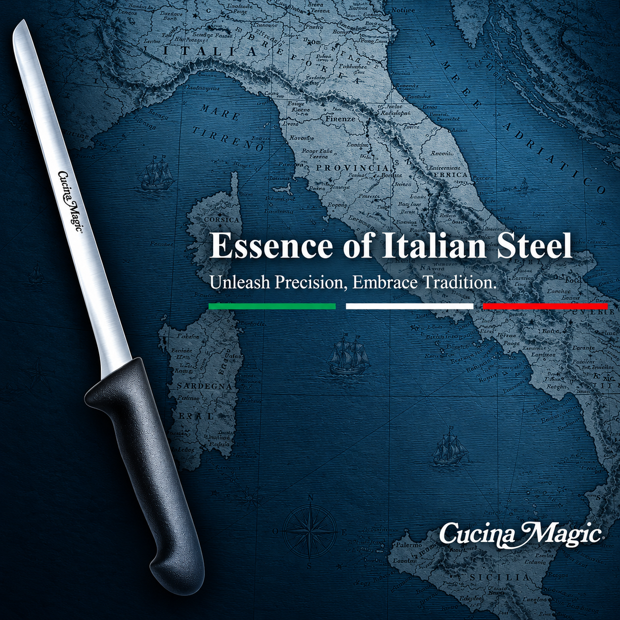 Cucina Magic Italian steel knife packaging design
