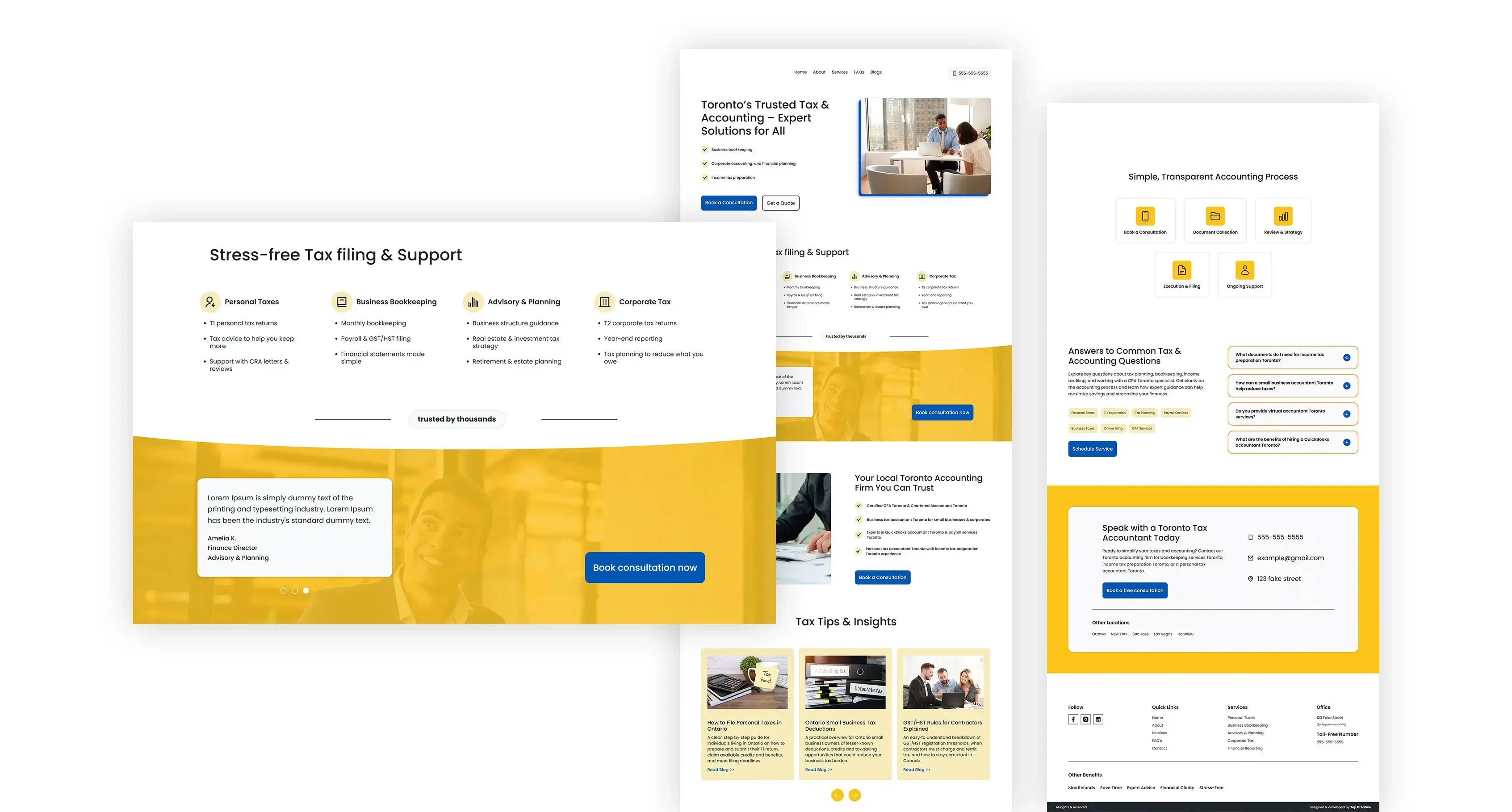 Accountant website design concept by Top Creative for tax filing and financial services