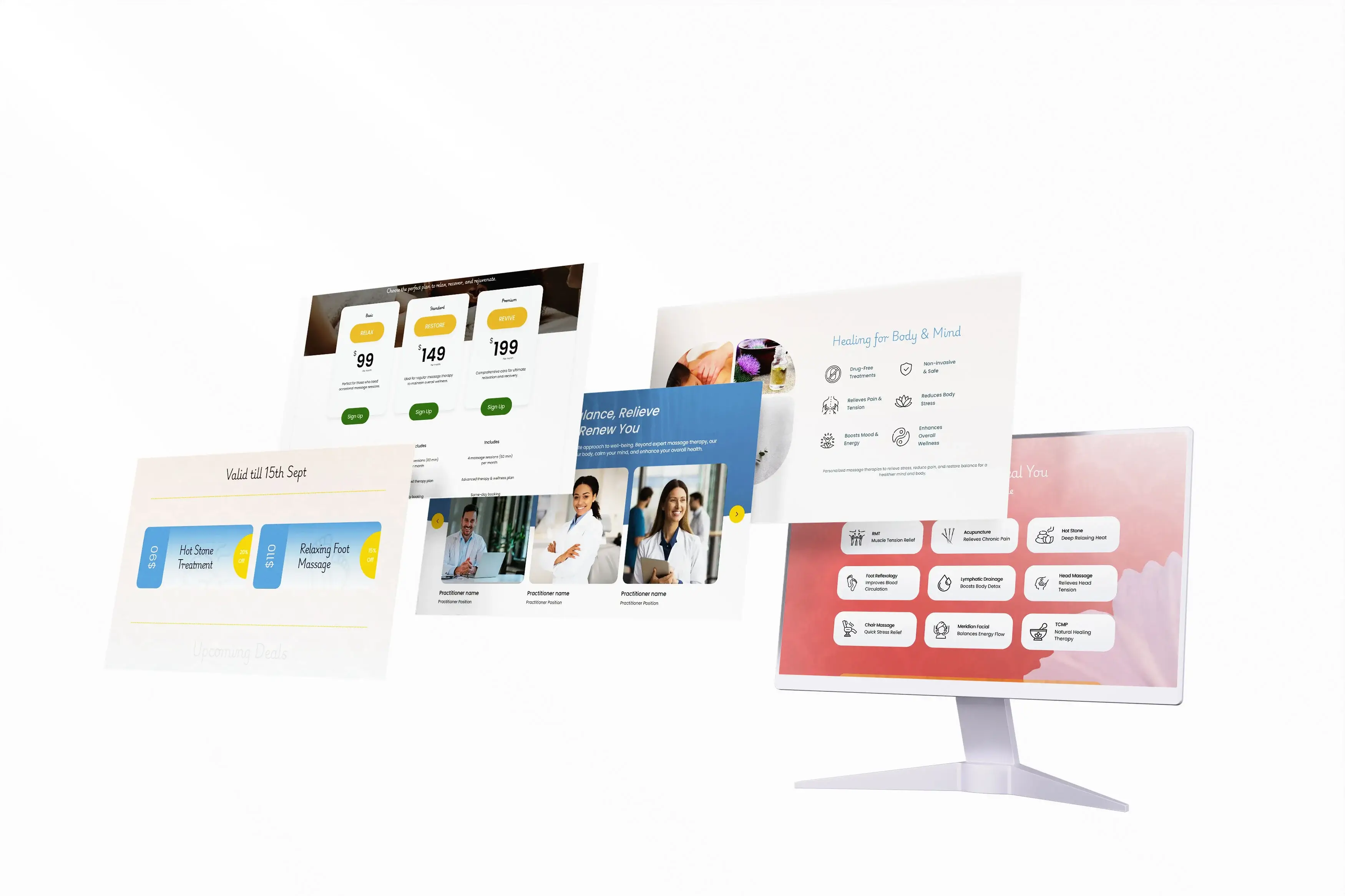Acupuncture website concept mockup by Top Creative showcasing modern design, wellness services, and user-focused layout