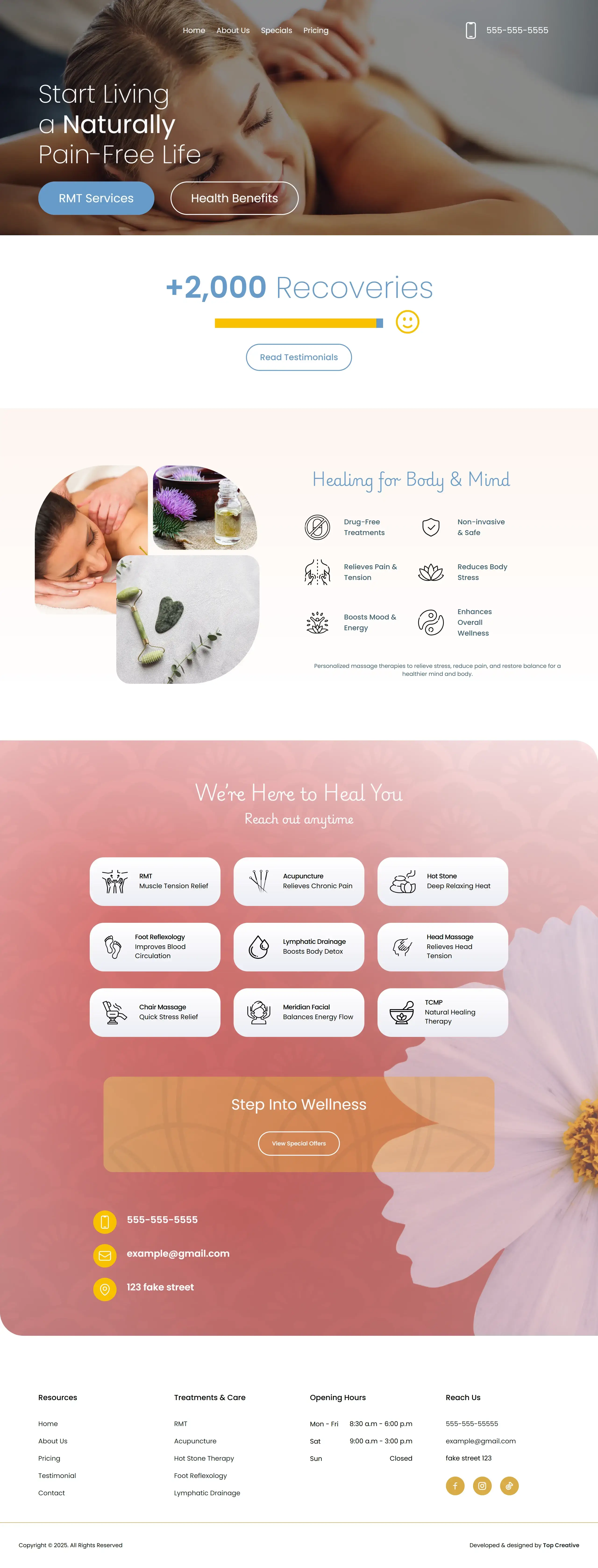 Acupuncture website homepage concept featuring wellness services, patient engagement, and modern responsive design